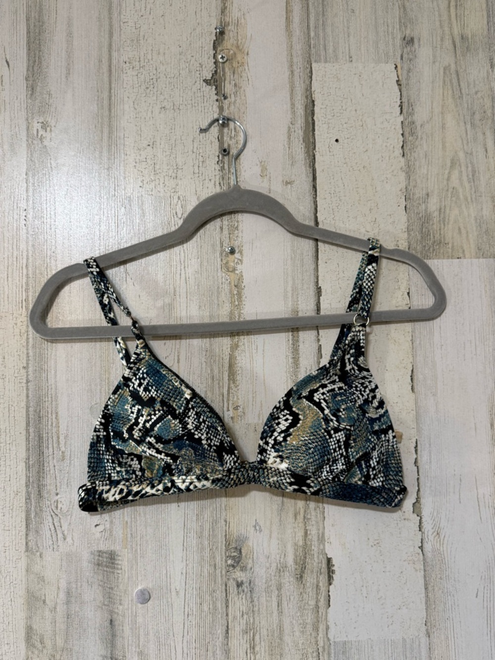 Shade & Shore Teal Snake Print Bikini Top
